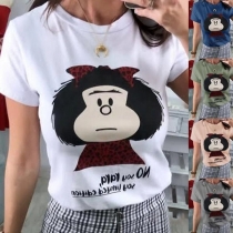 Cute Cartoon Printed Short Sleeve Round Neck T-shirt