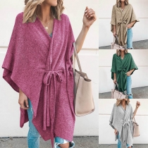 Chic Style Solid Color Cloak-style Knit Cardigan