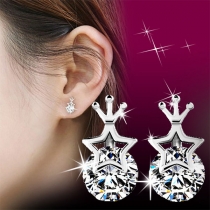 Fashion Rhinestone Inlaid Crown Shaped Stud Earrings