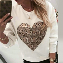Fashion Serpentine Heart Printed Long Sleeve Round Neck Shirt