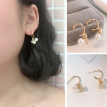 Fashion Imitation Pearl Pendant C-shaped Stud Earrings