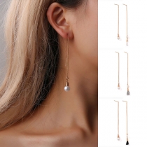 Fashion Bead Tassel Pendant Asymmetric Earrings