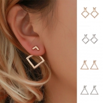Simple Style Hollow Out Square/Triangle Shaped Stud Earrings
