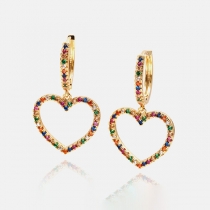 Fashion Colorful Rhinestone Inlaid Heart Shaped Earrings