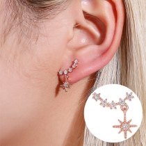 Fashion Rhinestone Inlaid Hexagram Shaped Stud Earrings