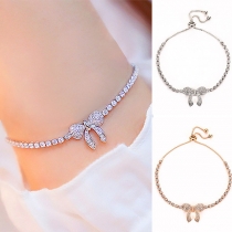 Sweet Style Rhinestone Inlaid Bow-knot Bracelet