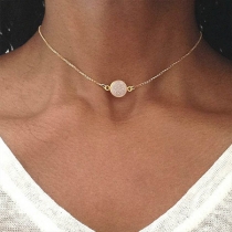 Simple Style Round Disc Pendant Necklace