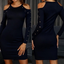 Sexy Off-shoulder Long Sleeve Round Neck Slim Fit Dress