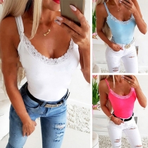 Sexy Backless V-neck Lace Spliced Sling Top