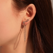 Fashion Rhinestone Inlaid Tassel Earrings