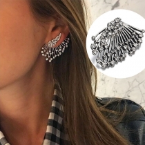 Creative Style Rhinestone Inlaid Asymmetric Stud Earrings