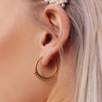 Fashion Gold-tone Round Circle Shaped Stud Earrings