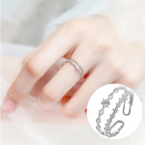 Simple Style Rhinestone Inlaid Open Ring