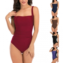 Sexy Backless Solid Color One-piece Swimsuit