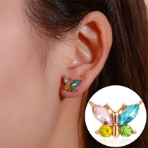 Fashion Colorful Rhinestone Inlaid Butterfly Shaped Stud Earrings