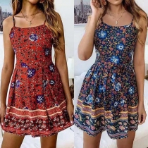 Sexy Backless High Waist Printed Sling Romper