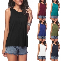 Simple Style Sleeveless Round Neck Solid Color T-shirt