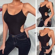 Sexy Backless Hollow Out Chain Sling Bodysuit