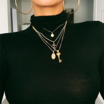 Chic Style Cross Key Pendant Multi-layer Necklace