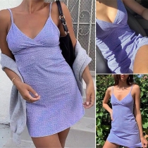 Sexy Backless V-neck Printed Sling Dress