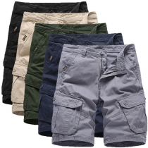 Fashion Solid Color Middle Waist Man's Knee-length Shorts