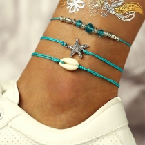 Bohemian Style Starfish Shell Pendant Bracelet Set 3 pcs/Set