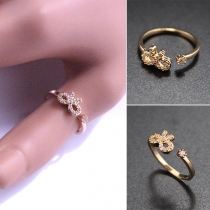 Sweet Style Rhinestone Inlaid Bow-knot Ring