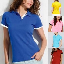 Fashion Contrast Color Short Sleeve POLO Collar T-shirt