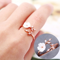 Sweet Style Rhinestone Inlaid Flower Ring