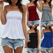 Sexy Strapless Solid Color Top