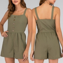 Sexy Backless Solid Color High Waist Sling Romper
