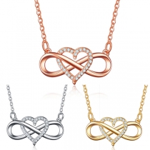 Fashion Infinite Symbol Rhinestone Heart Pendant Necklace