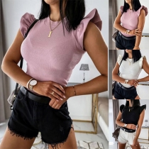 Fashion Solid Color Round Neck SLim Fit T-shirt