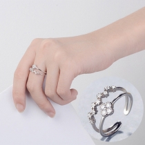 Fashion Rhinestone Inlaid Double-layer Alloy Ring
