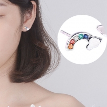 Fashion Colorful Rhinestone Inlaid Rainbow Shaped Stud Earrings