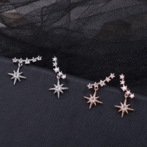 Fashion Rhinestone Inlaid Hexagram Shaped Stud Earrings