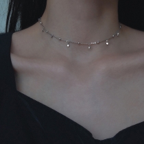 Simple Style Silver-tone Choker Necklace