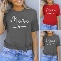 Fashion Letters Printed Short Sleeve Round Neck T-shirt