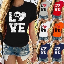 Casual Style Short Sleeve Round Neck Letters Printed T-shirt