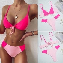 Sexy Low-waist Contrast Color Bikini Set