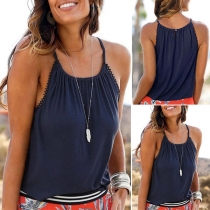 Simple Style Solid Color Sling Top