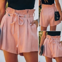Fashion Solid Color High Waist Shorts