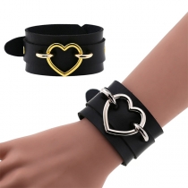 Creative Style Heart Inlaid PU Leather Bracelet