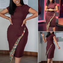 Fashion Short Sleeve Round Neck Irregular Hem Slim Fit Dress