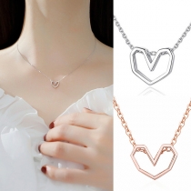 Sweet Style Hollow Out Heart Pendant Necklace