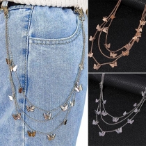 Sweet Style Butterfly Pendant Three-layer Waist Chain