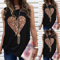 Fashion Sequin Hear Sleeveless Round Neck Tank Top