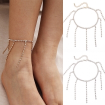 Fashion Rhinestone Inlaid Tassel Anklet