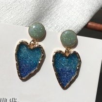 Romantic Style Color Gradient Heart Shaped Stud Earrings