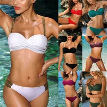 Sexy Low-waist Contrast Color Push-up Bikini Set